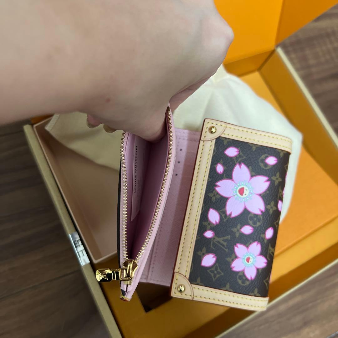 LV×TMサクラ 桜 村上隆 サクラブラウン マルチカラー 財布 三つ折り財布