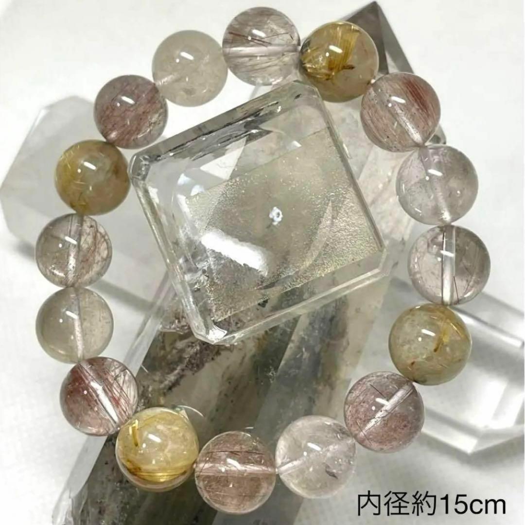 ルチルクオーツ　パワーストーンブレスレット　内径約15cm