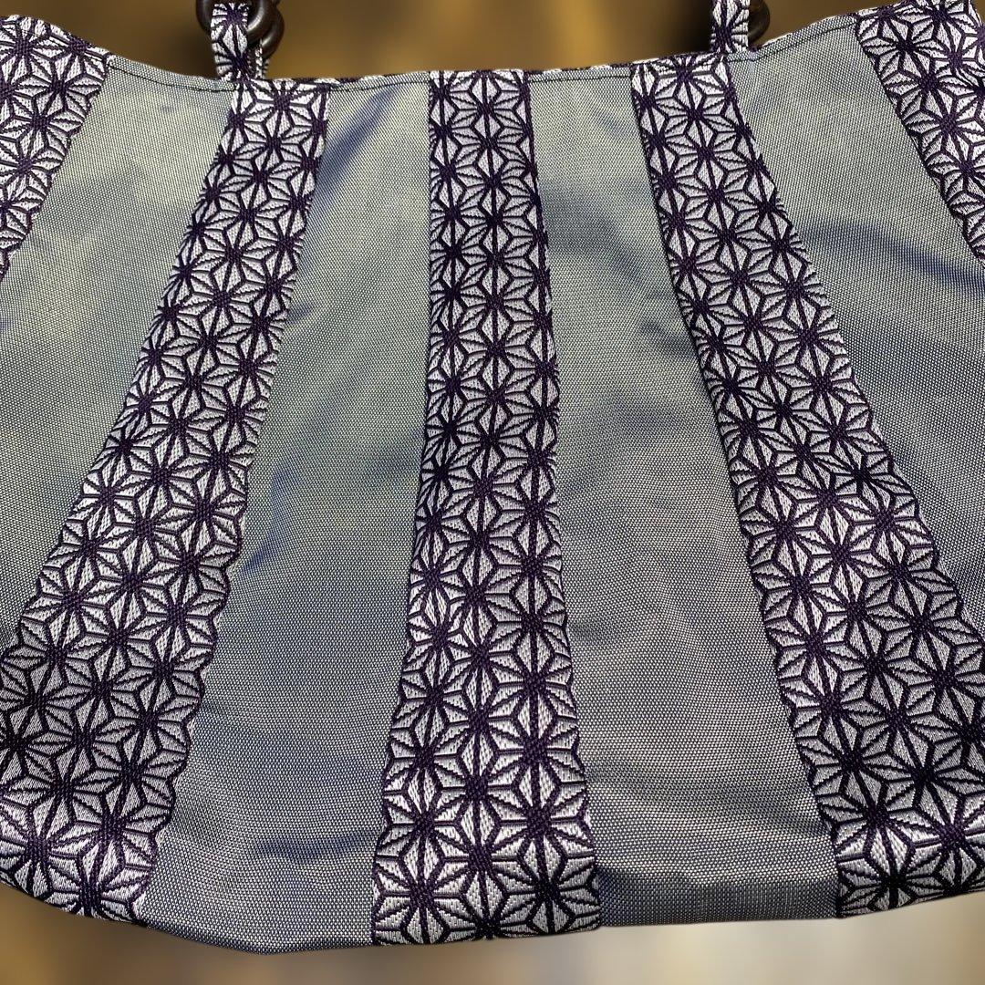 畳縁製 花柄ストライプハンドバッグ