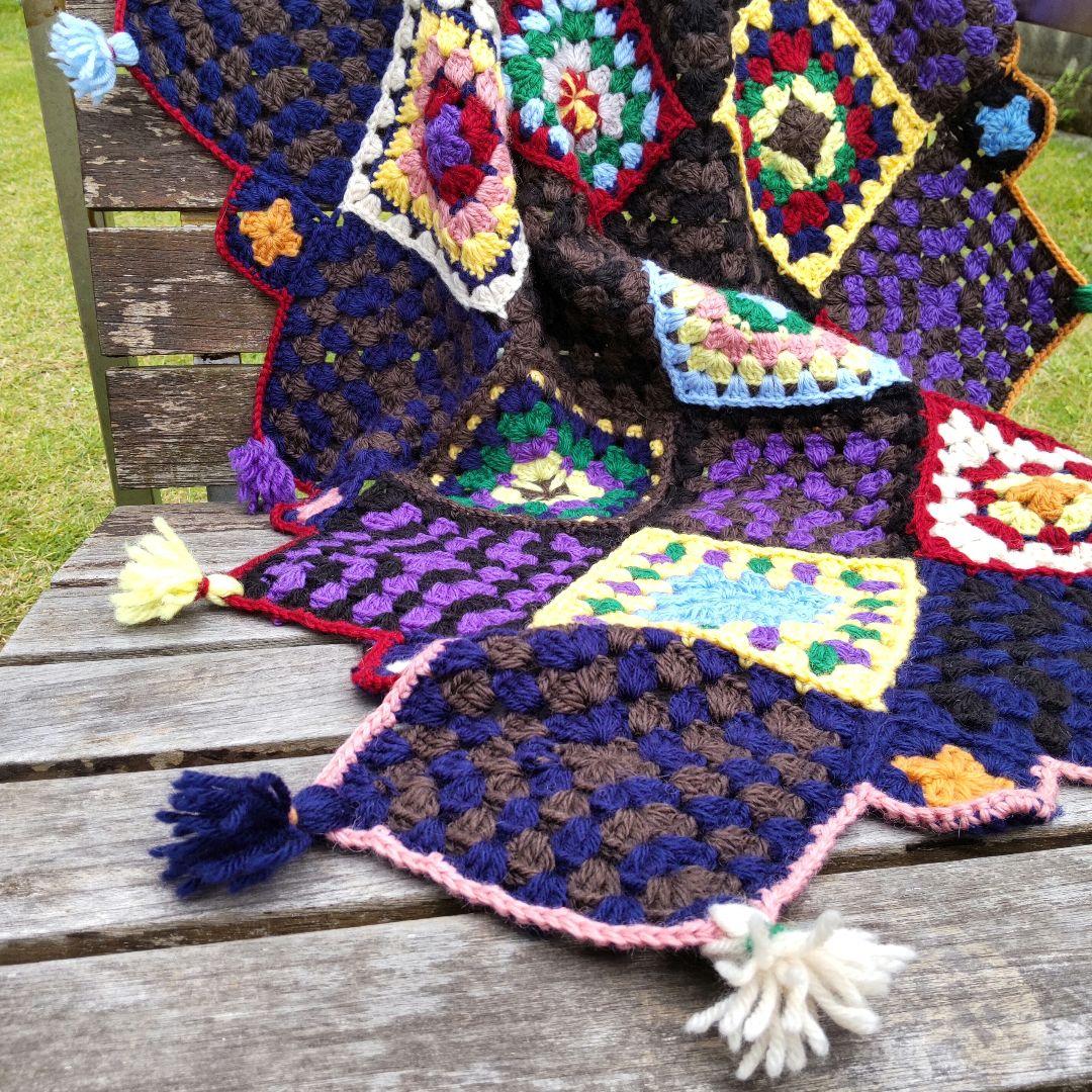 グラニー モチーフ ブランケット 膝掛け ソファーカバー