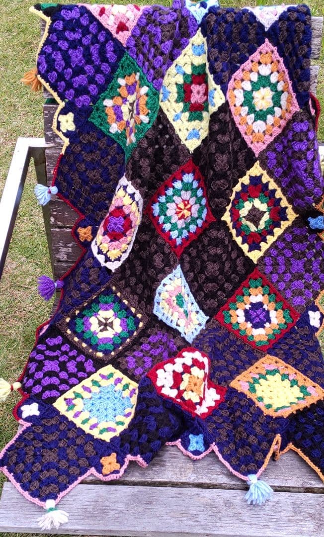 グラニー モチーフ ブランケット 膝掛け ソファーカバー