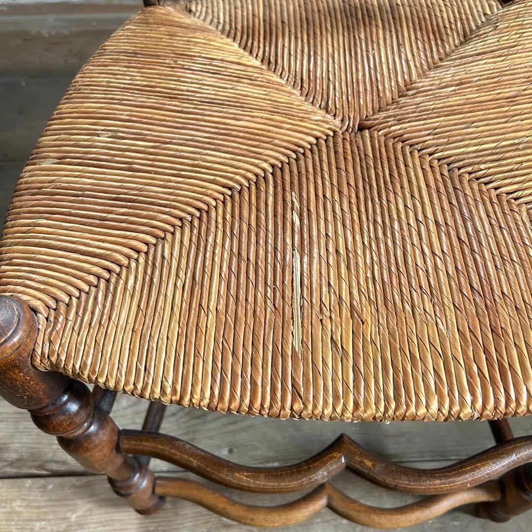 フランスアンティーク ラッシュシートチェア 波型貫 ウェーブ 籐張り ラタン