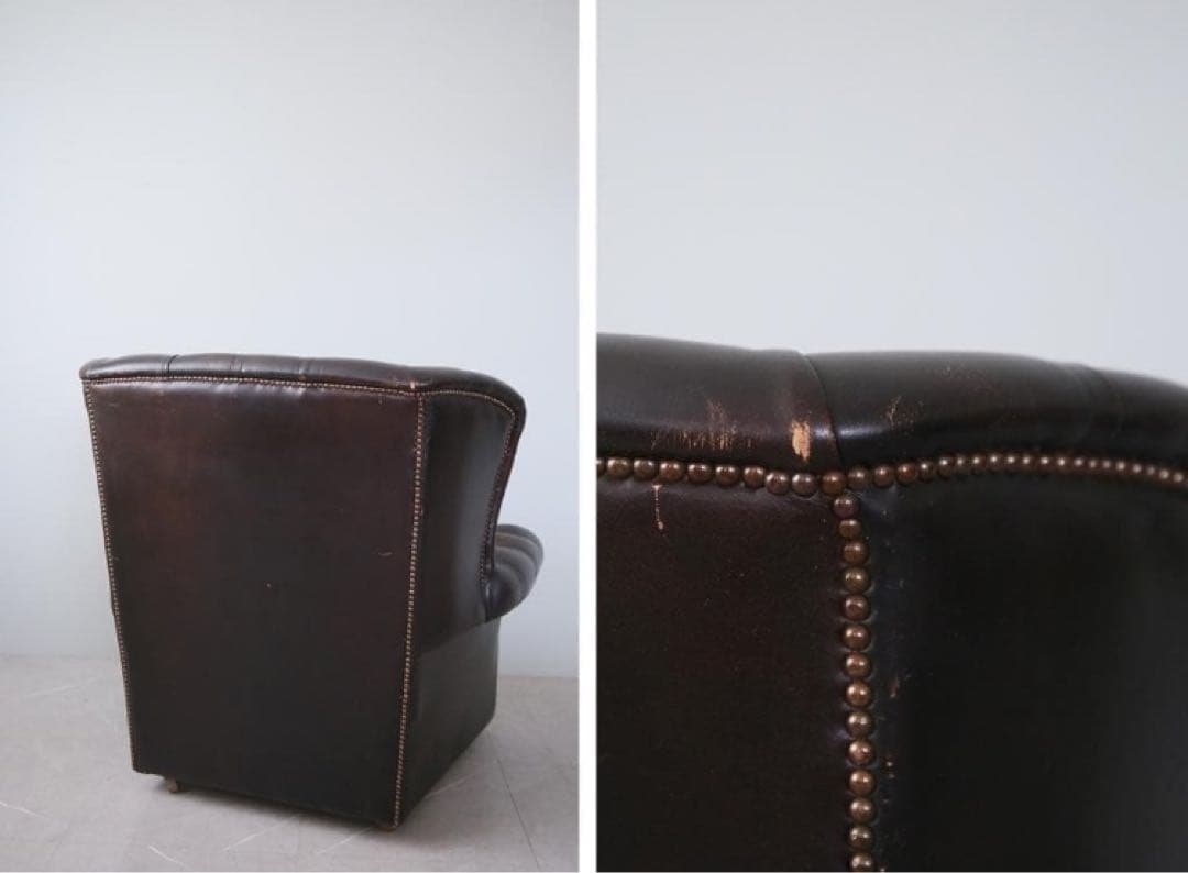 サ*️様 英国アンティークチェスターフィールドアームチェア/本革レザーソファー8