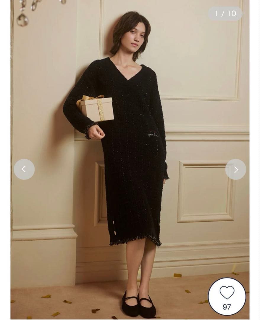 gelato pique ツイードモコVネックワンピース