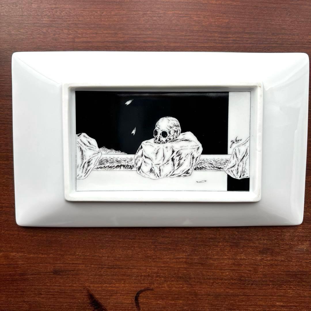 横尾忠則　黒髑髏長角皿　4枚セット