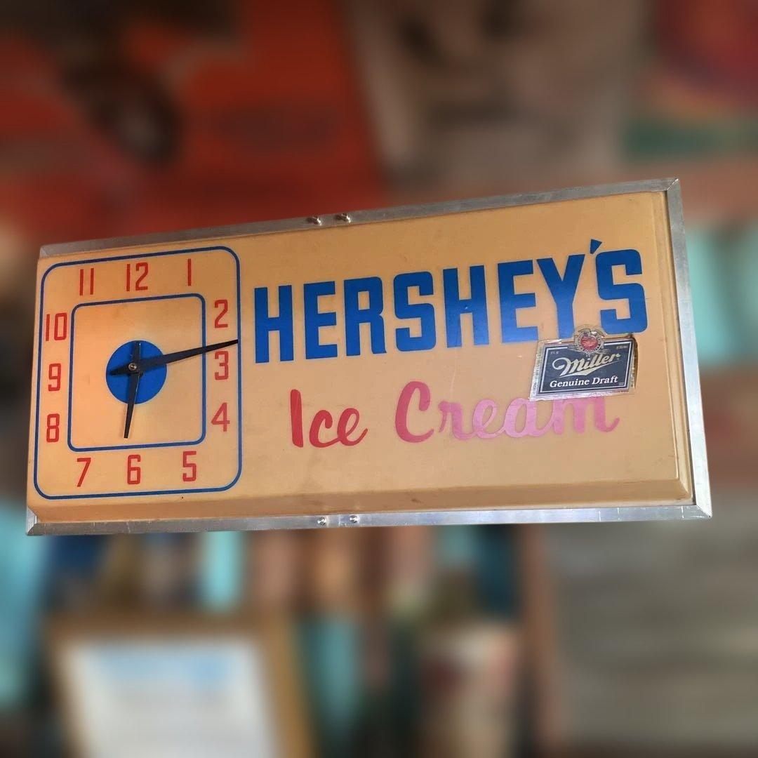 HERSHEYS ICECREAM 壁掛け時計看板 ハーシーズライトボックス