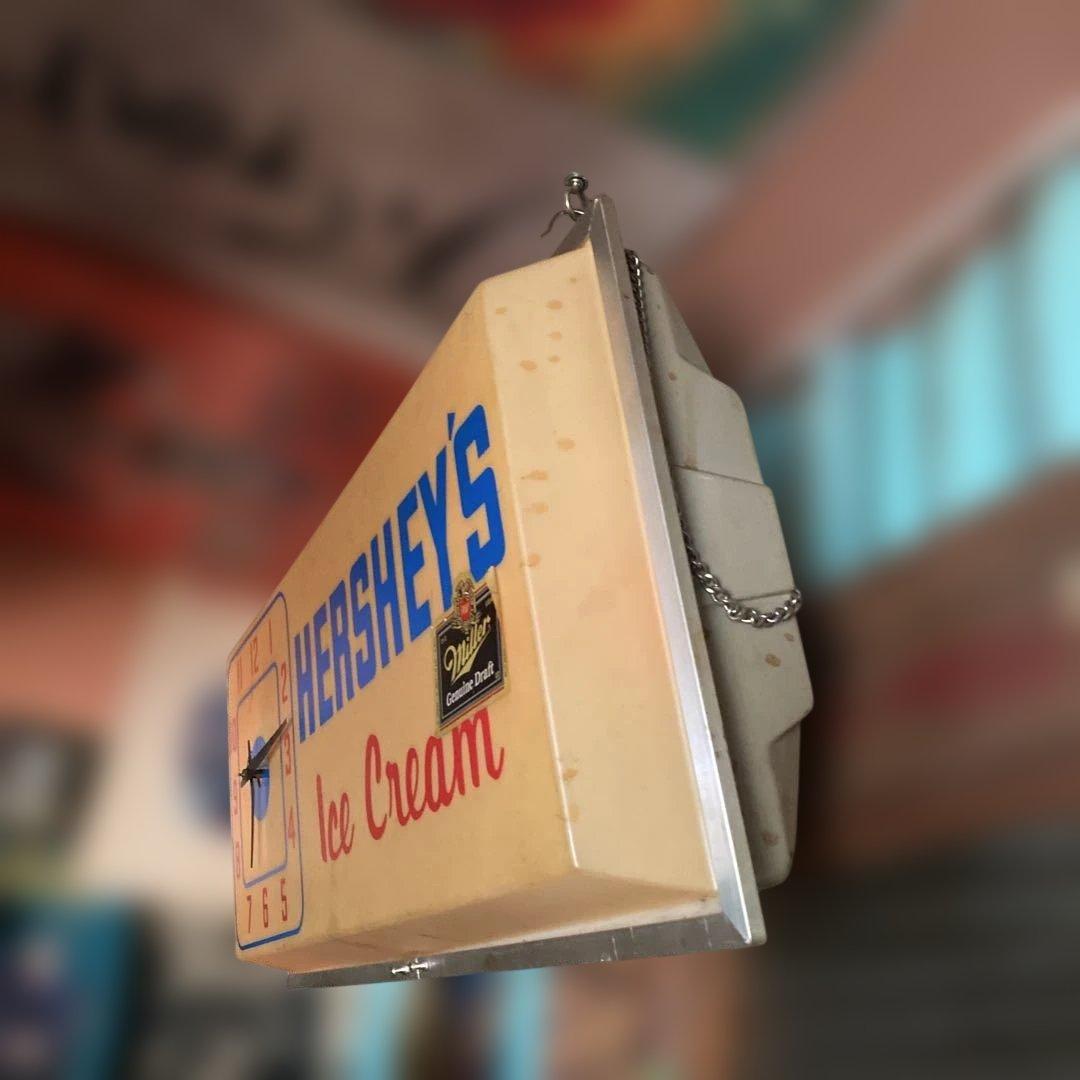 HERSHEYS ICECREAM 壁掛け時計看板 ハーシーズライトボックス