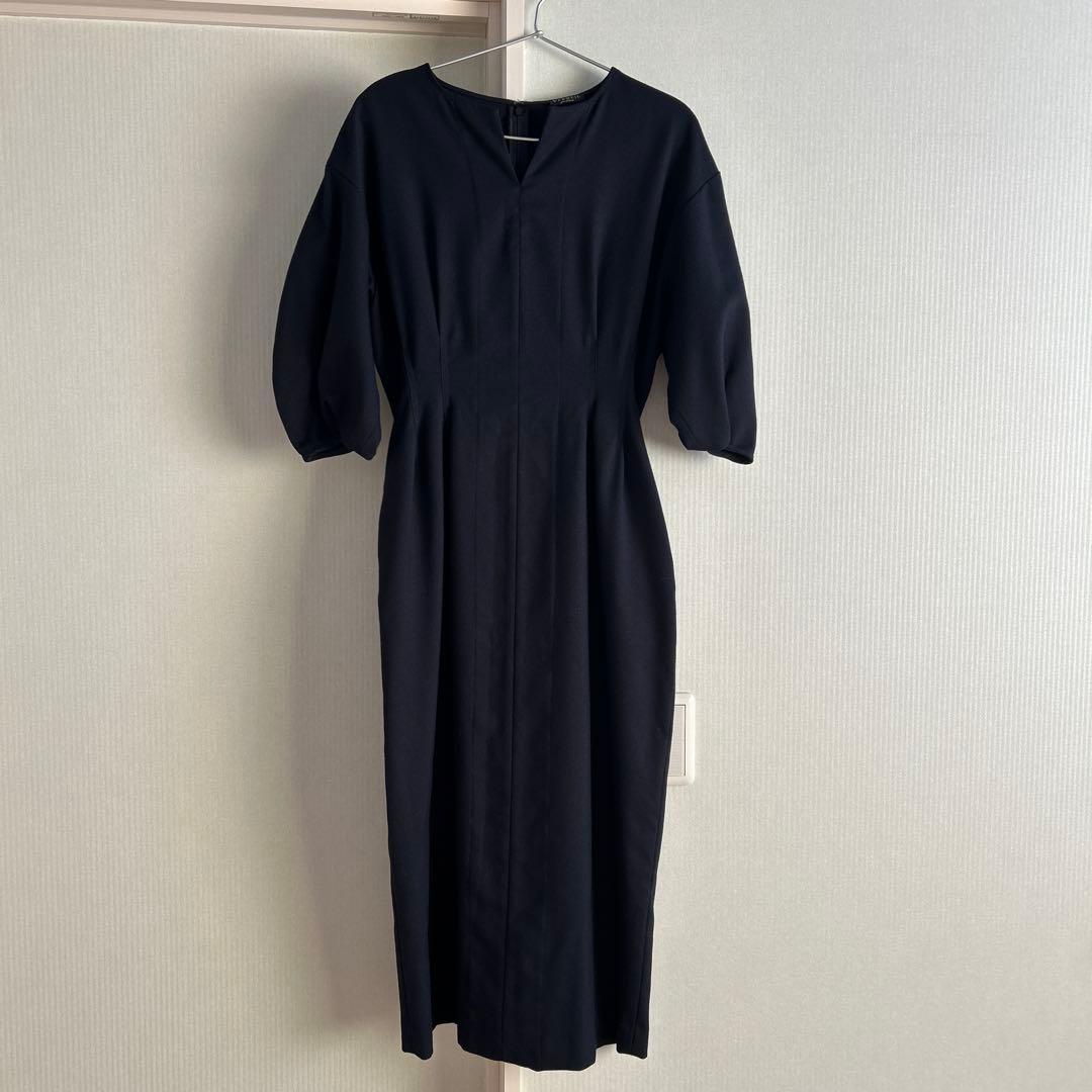 VERMEIL par iena ツイルウエストシェイプ パフスリーブワンピース