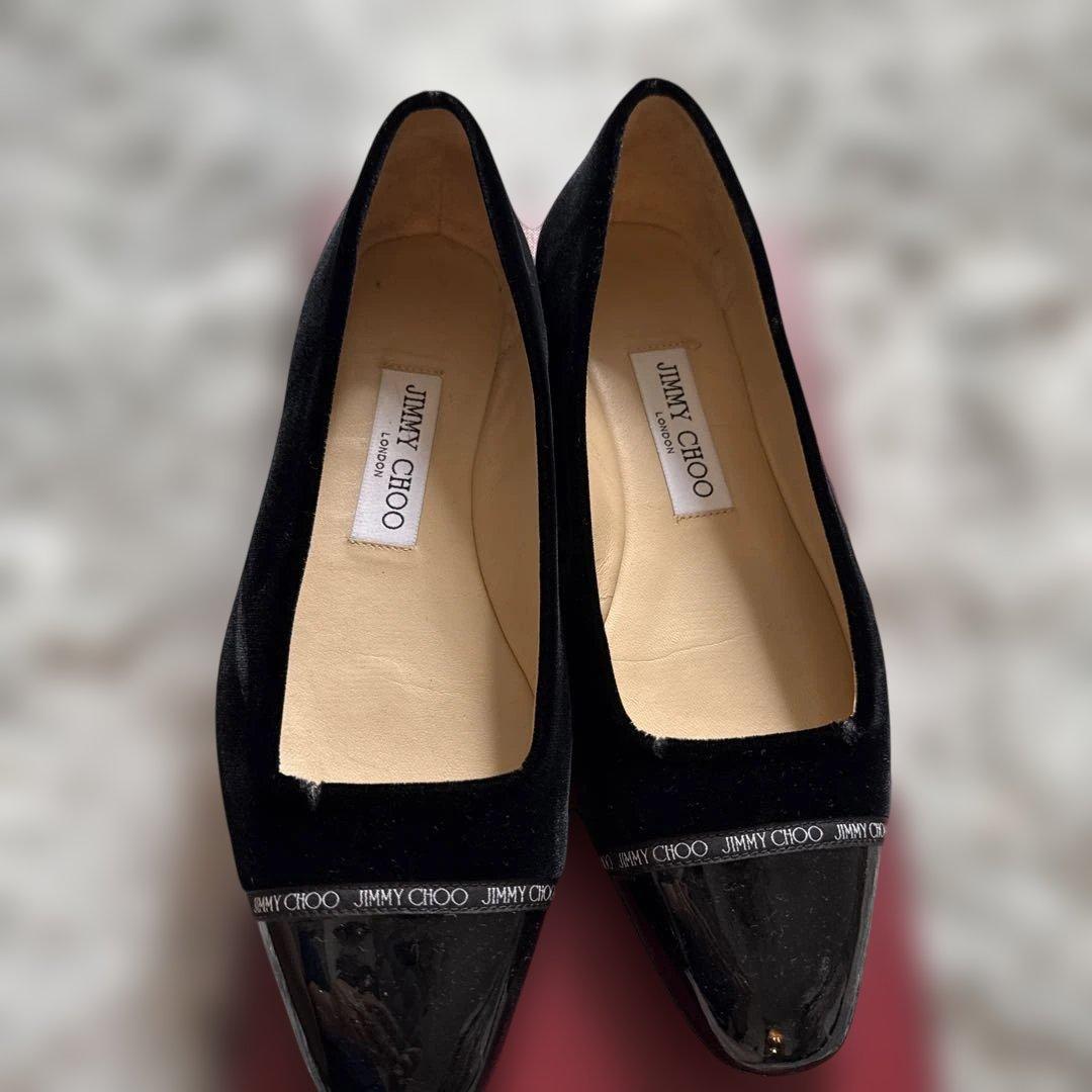 JIMMY CHOO ブラックベルベットパンプス　37