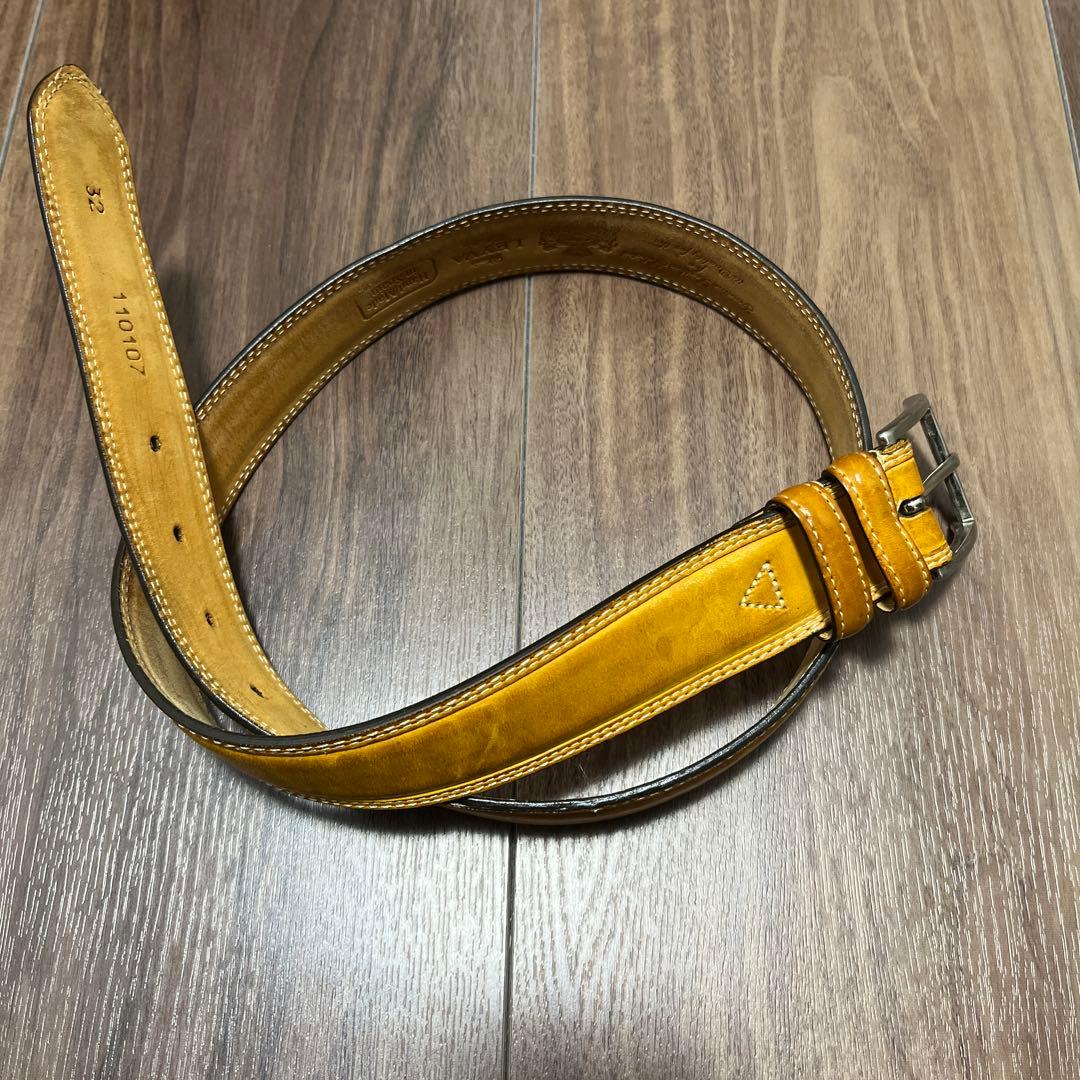 LEYVA イエロー hand made in spain レザーベルト 32