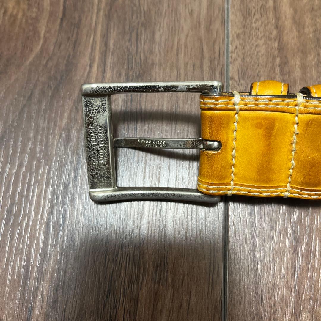 LEYVA イエロー hand made in spain レザーベルト 32