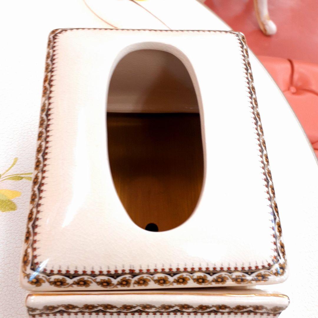 輸入雑貨　シノワズリ　『薔薇のティッシュBOX』　薔薇柄　小物入れ　陶器