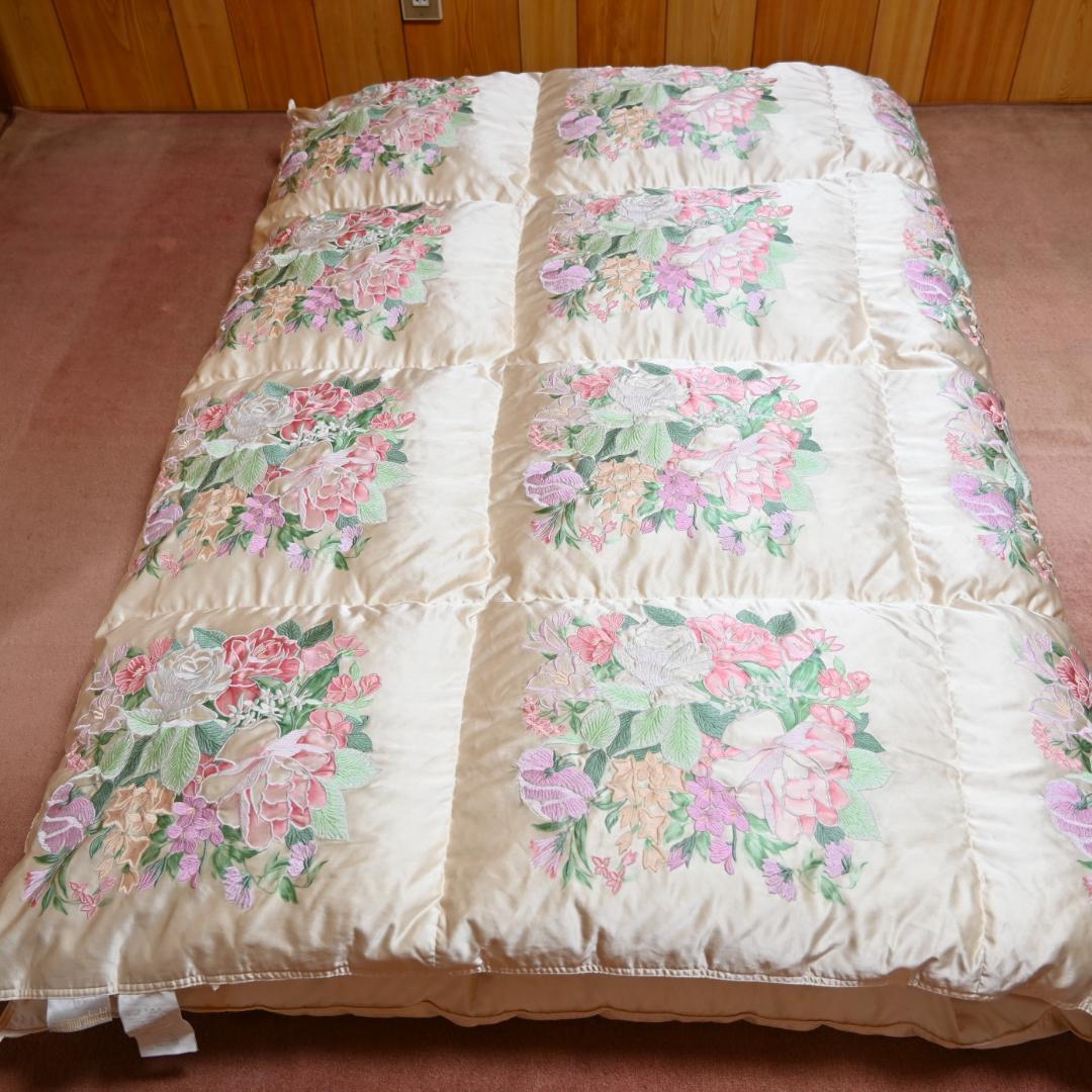 丸八真綿 羽毛掛ふとん シングル【シミ有】