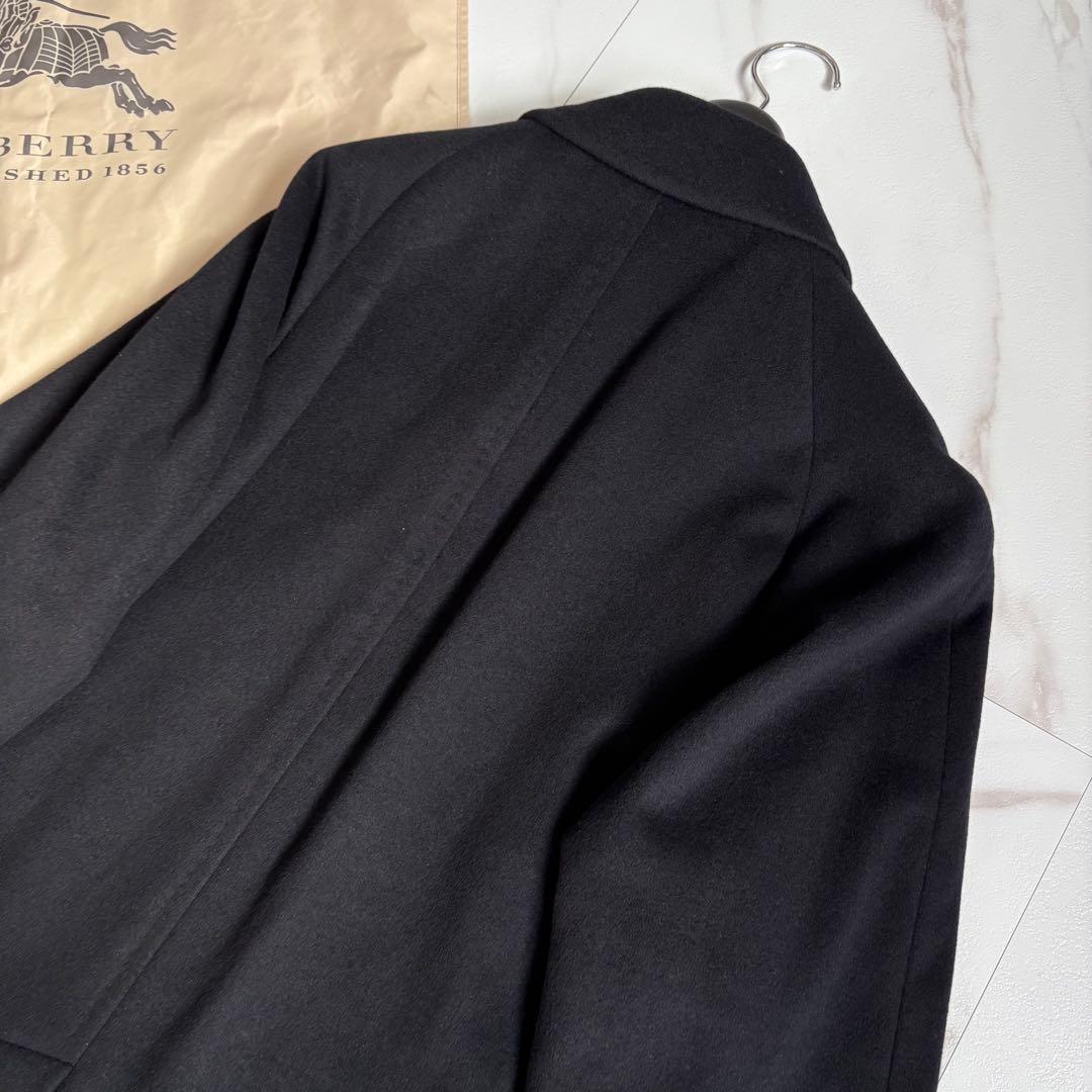 極美品◆バーバリー カシミヤ ステンカラー コート シャドーホース M 紺