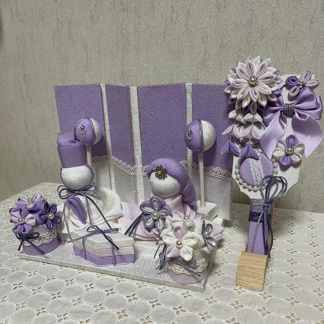 ひな人形／つまみ細工/淡藤カラー