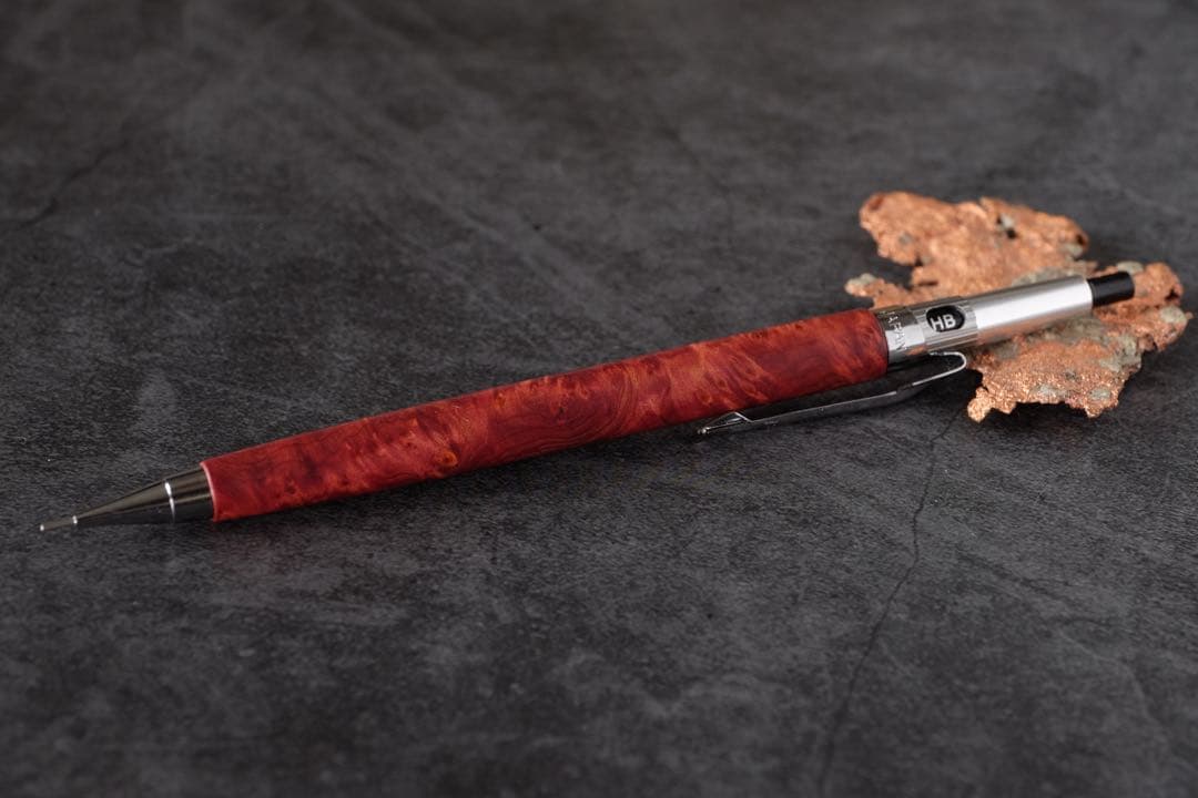 PG5木軸カスタム0182　高村杢工房 製図用シャープペンシル　紫杉(紫紅杉)瘤