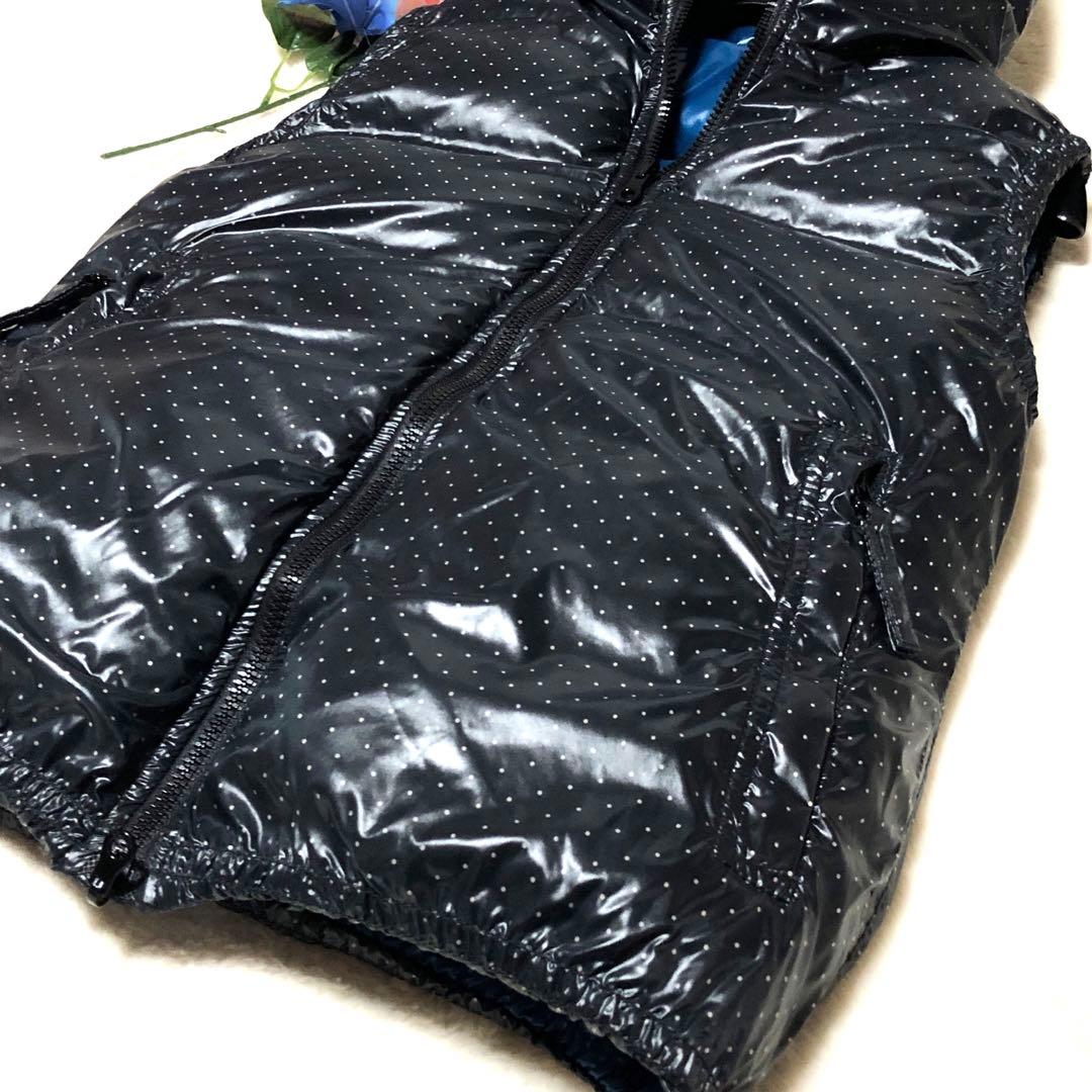 未使用級　デュベティカ　ダウンベスト　リバーシブル　ドット　ライトブルー　40