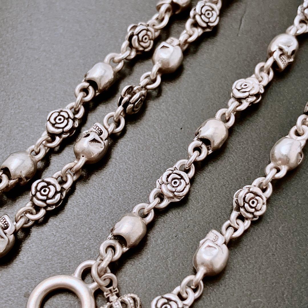 ジャスティン デイビス 925 スカル ローズ ネックレス シルバー Y718
