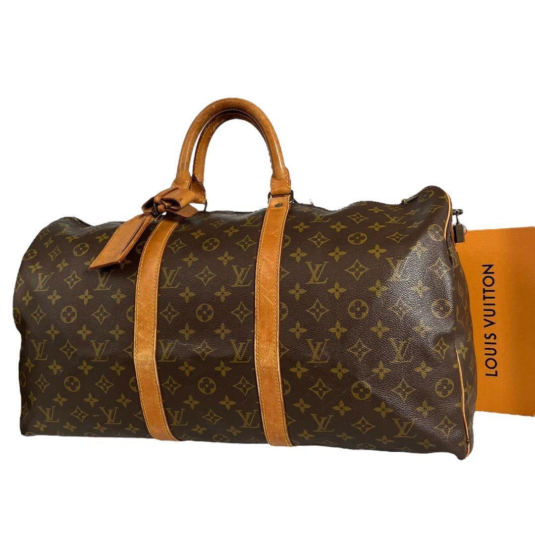 【鑑定済】ルイヴィトン　モノグラム　キーポル50　ボストンバッグ　ブラウン