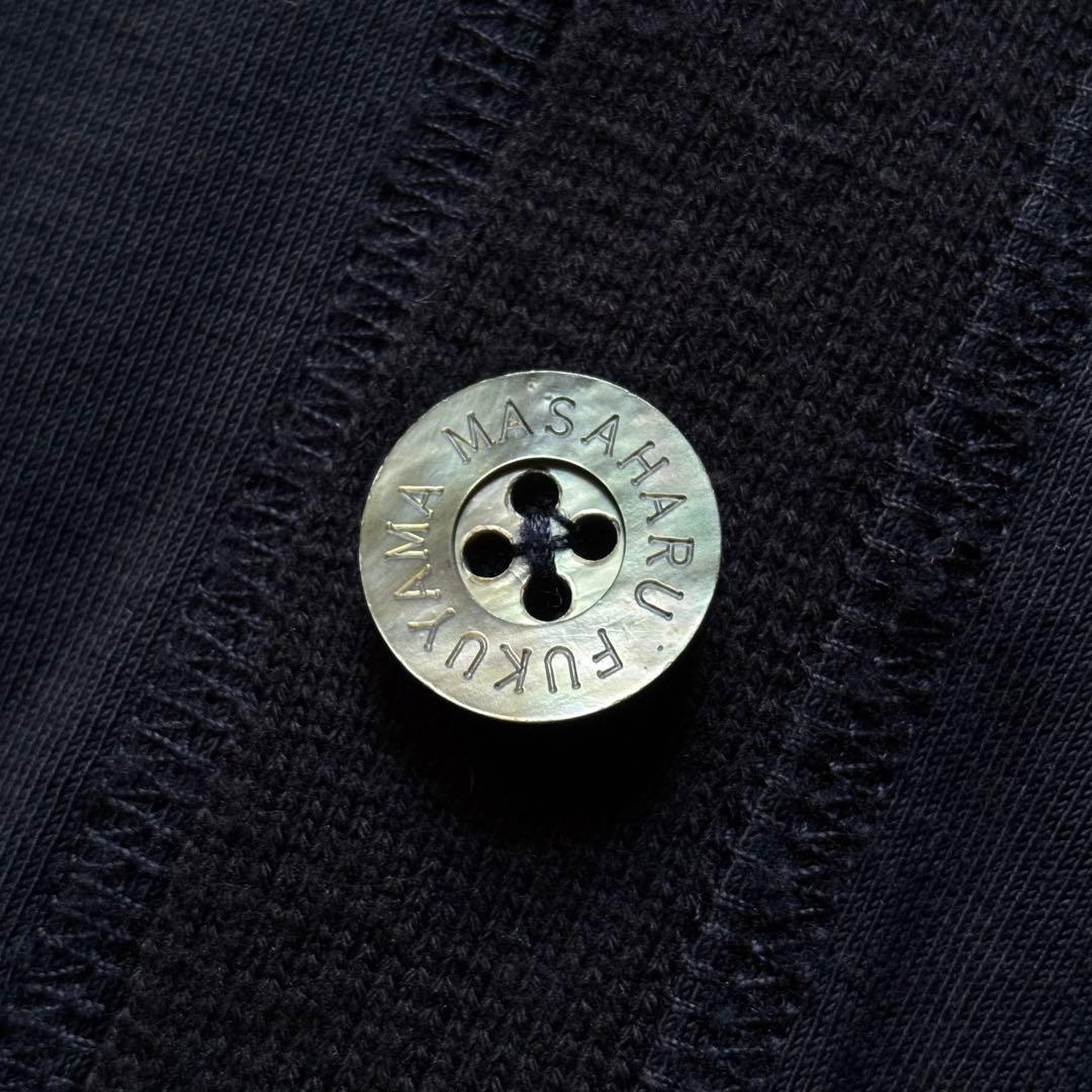 福山屋 福山雅治 Vネックカーディガン 無地 ネイビー 貝ボタン Lサイズ