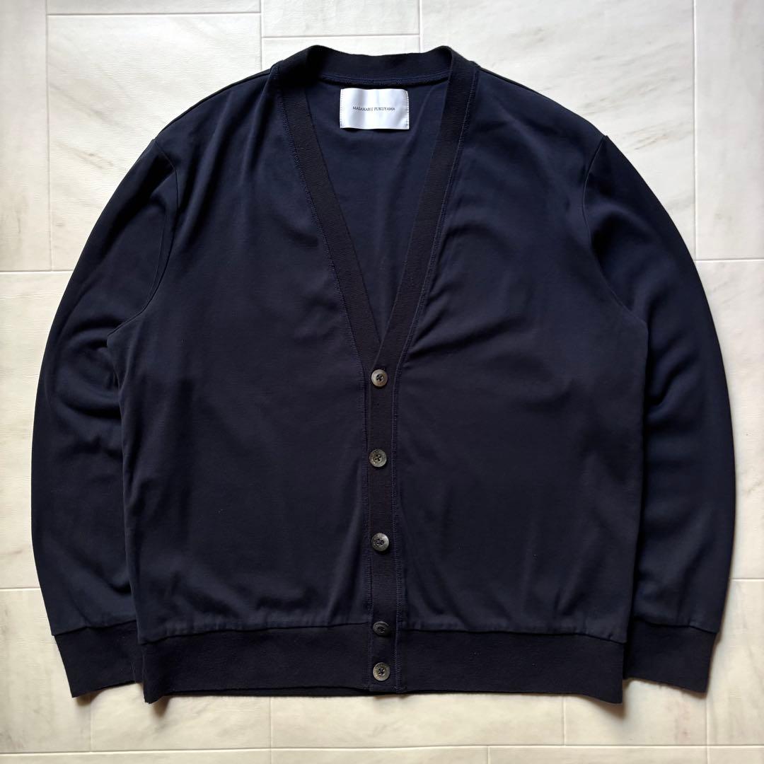 福山屋 福山雅治 Vネックカーディガン 無地 ネイビー 貝ボタン Lサイズ