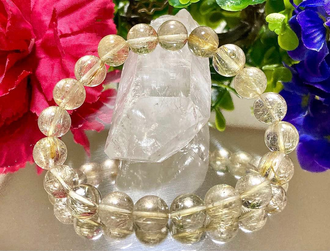 虹　最高品質　天然石の王者　ナチュラルフュージョンゴールドルチルクォーツ