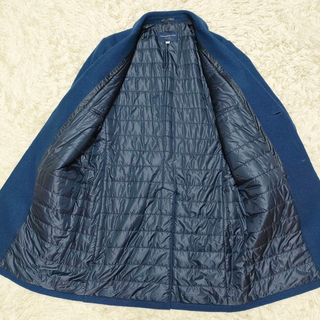 トゥモローランド　チェスターコート　中綿　暖かい　カジュアル　青　ブルー　メンズ