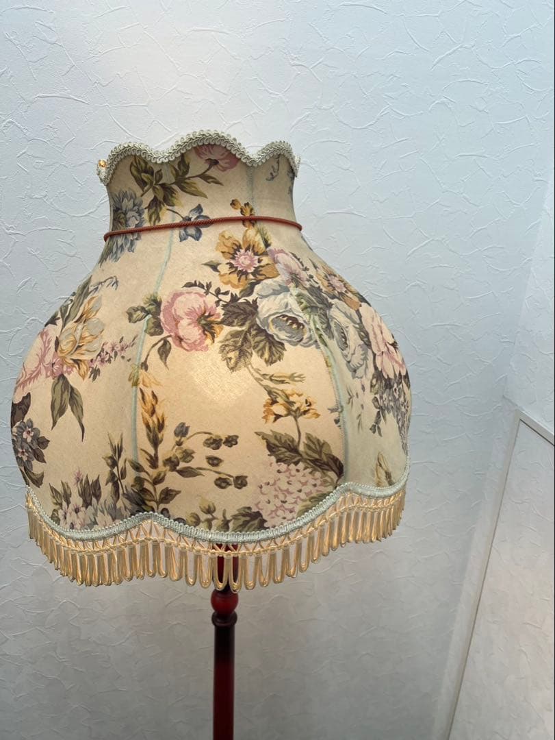 フロアスタンドライト 花柄シェード アンティーク調 約170cm 点灯確認済み