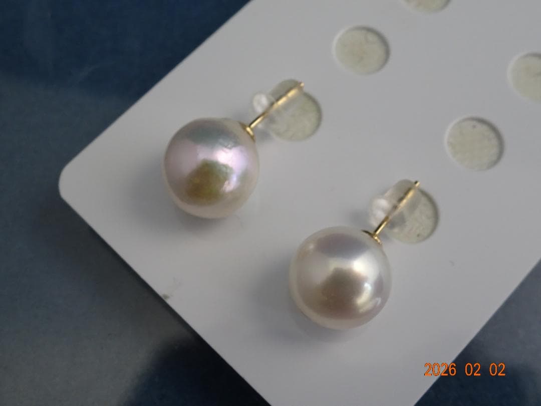 新品　あこや真珠9.7㎜　14KGFピアス