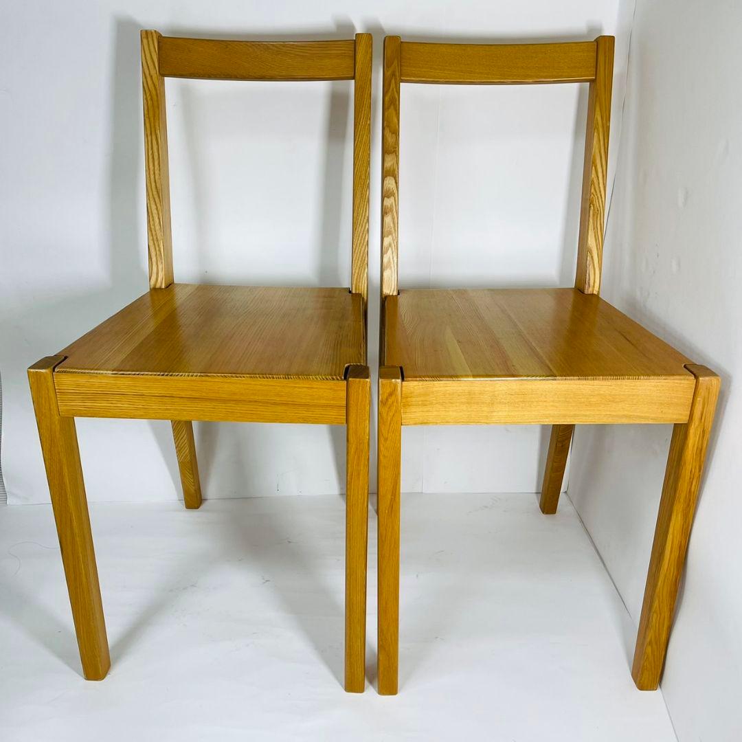 無印良品 ダイニングチェア 2脚セット 椅子 天然木 タモ材 廃番品　②