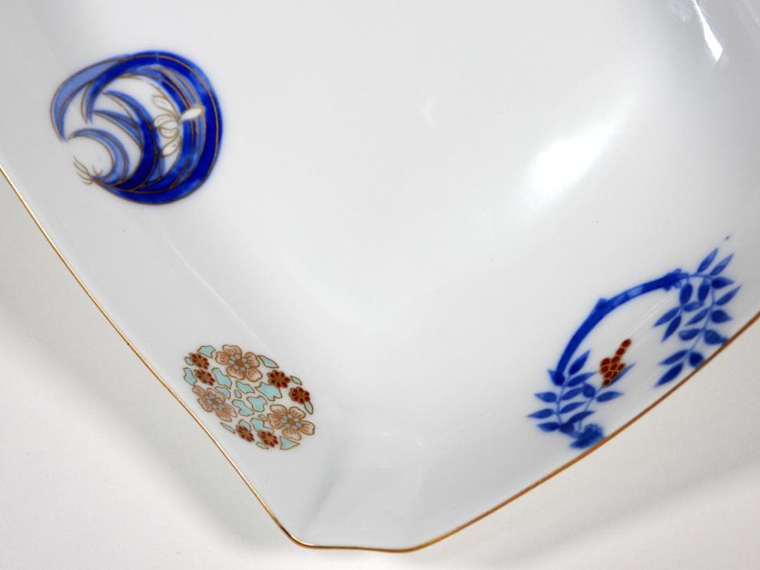 深川製磁 染錦花丸紋 長角皿　刺身皿5枚