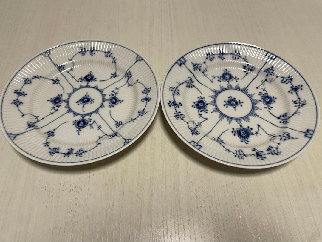21cm ロイヤルコペンハーゲン ブルーフルーテッド プレート 二枚セット