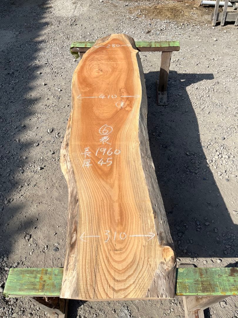 欅 ⑥ けやき 一枚板　無垢材　カウンター　テーブル　レジン　看板　吉ゾウくん前