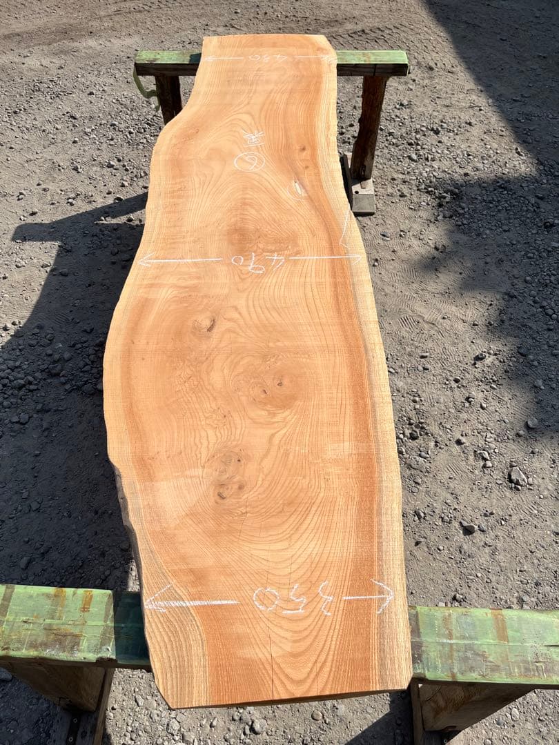 欅 ⑥ けやき 一枚板　無垢材　カウンター　テーブル　レジン　看板　吉ゾウくん前
