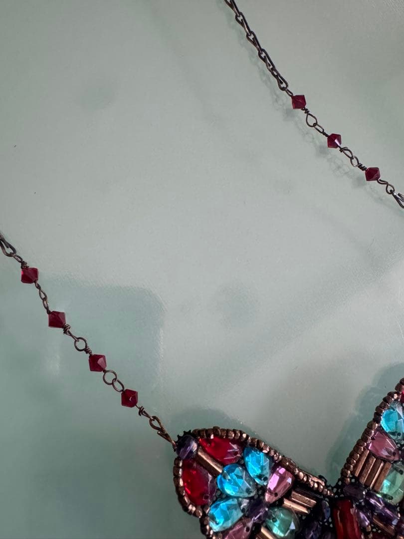 ☆HPFRANCE購入 蝶モチーフ ビーズネックレス ハンドメイド