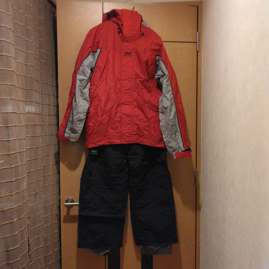 スノーボードウェア 赤/グレー フード付き　HELLY HANSEN上下セット