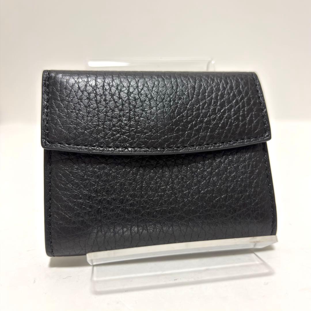 535✨極美品✨メゾンマルジェラ 三つ折り財布 4ステッチ レザー ブラック