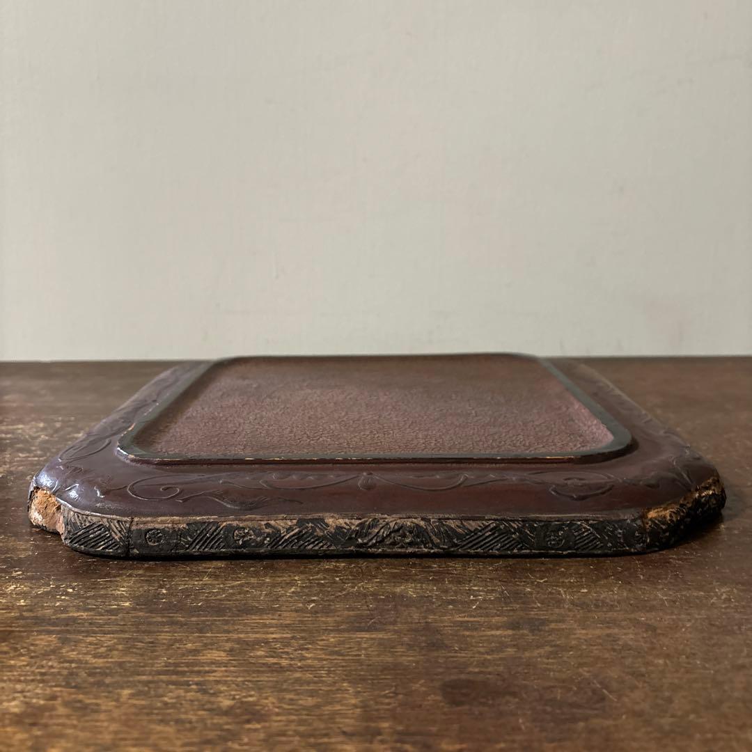 古琉球龍漆器　方盆　江戸時代頃　古美術　古民芸　骨董　アンティーク　古道具　李朝