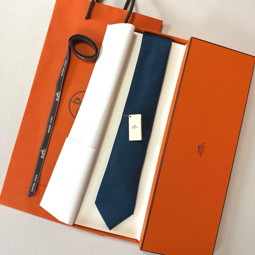 エルメス ネクタイ H織りタイ 7 cm 《アップサイド・ダウン》新品 未使用