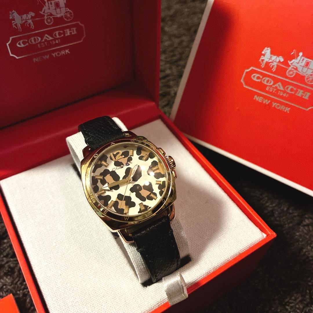 【新品電池】コーチ COACH 腕時計 レオパード柄 箱付き