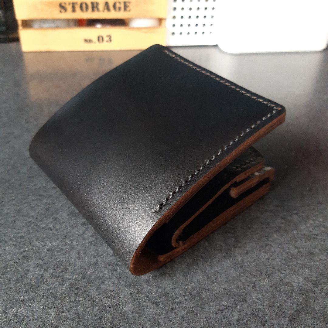 特厚★HORWEEN★クロムエクセル　二つ折り財布 　オールブラック　特別仕様