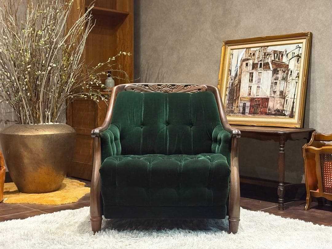 maruni マルニ木工　一人掛けソファ　ボタンダウン　ファブリック　IG