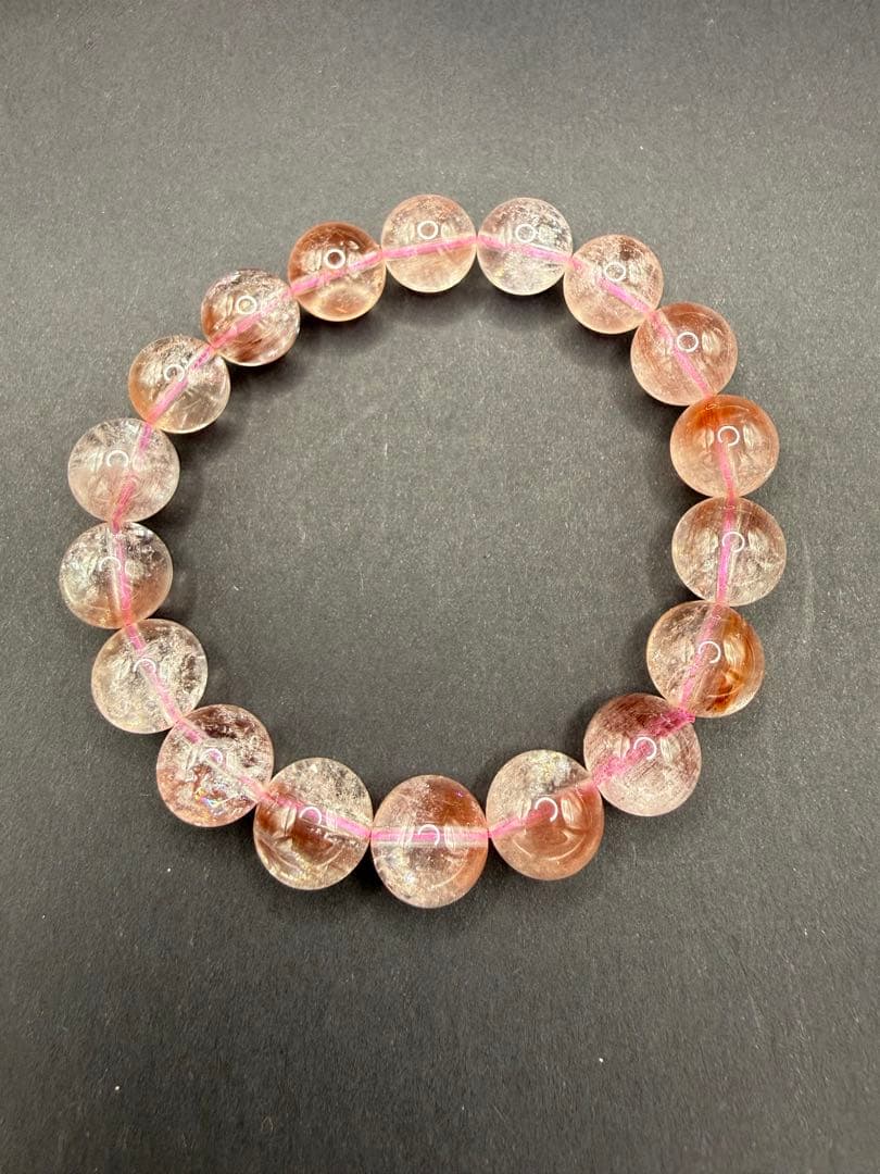 天然石 ピンクサゲニティッククォーツ ブレスレット （内周・15cm）⑥