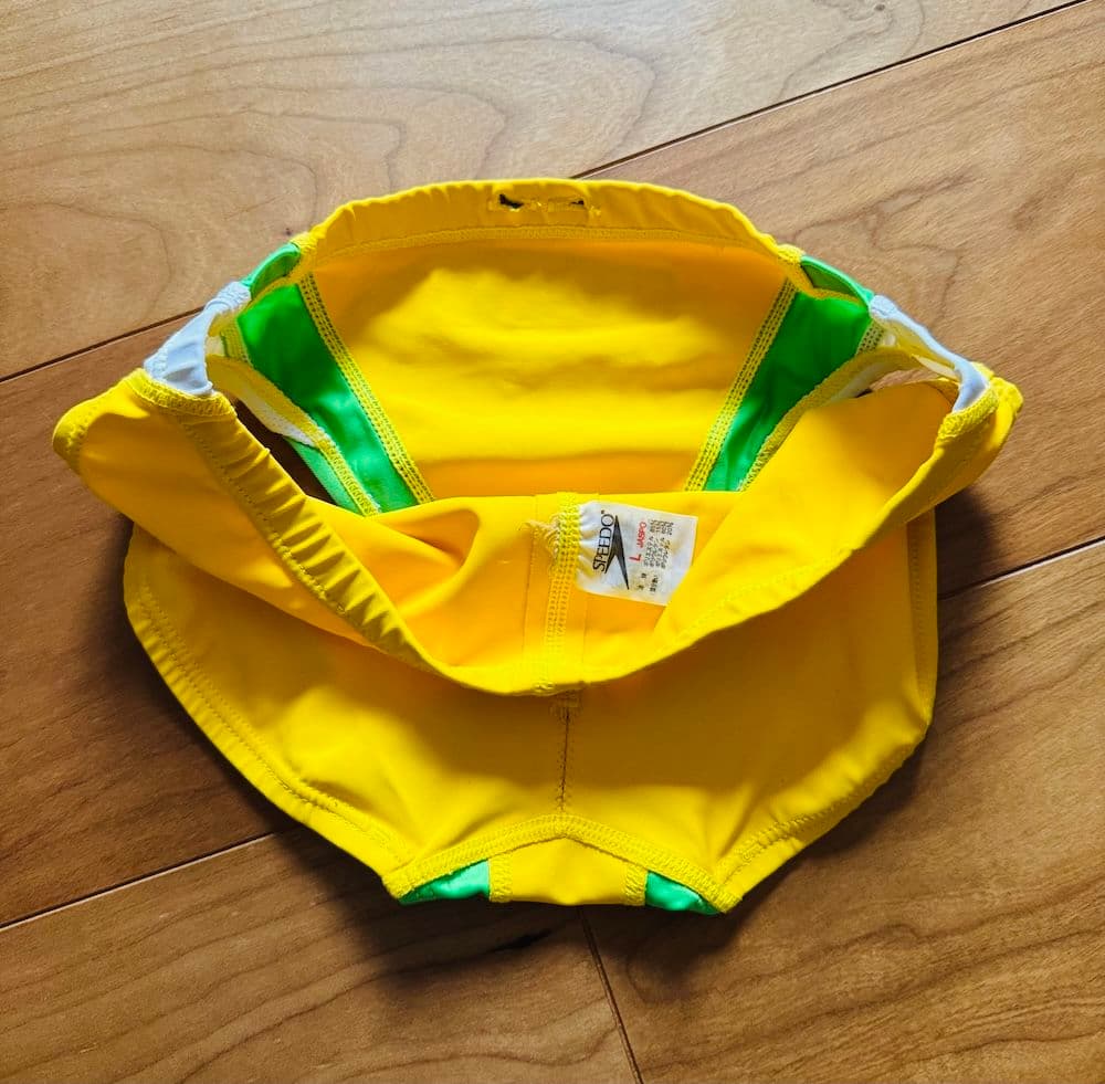 【美品】SPEEDO RQ632 イエロー×グリーン ライフセーバー 競パン