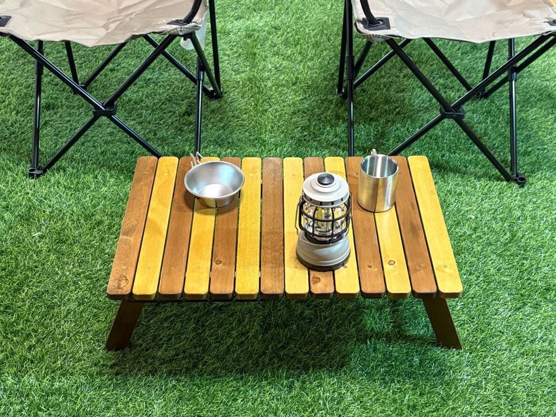 木製折りたたみアウトドアサイドテーブル【カラー:ウォルナット/ライトオーク】