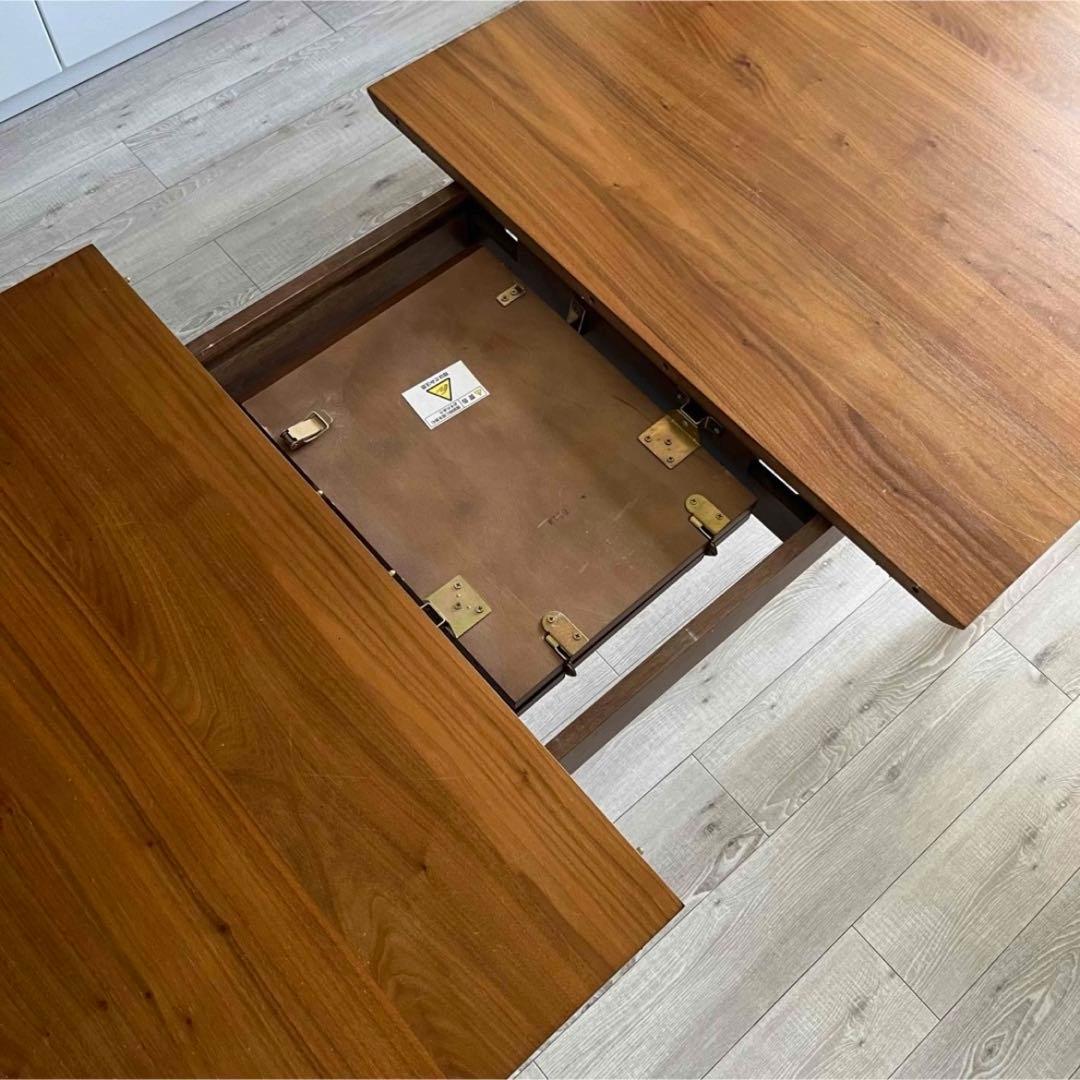 木製 伸縮式ダイニングテーブル ブラウン