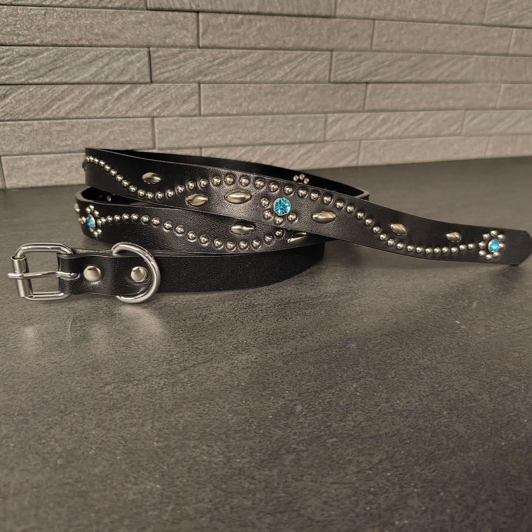 フルスタッズレザー本革ナローベルト！青水色アクアマリン