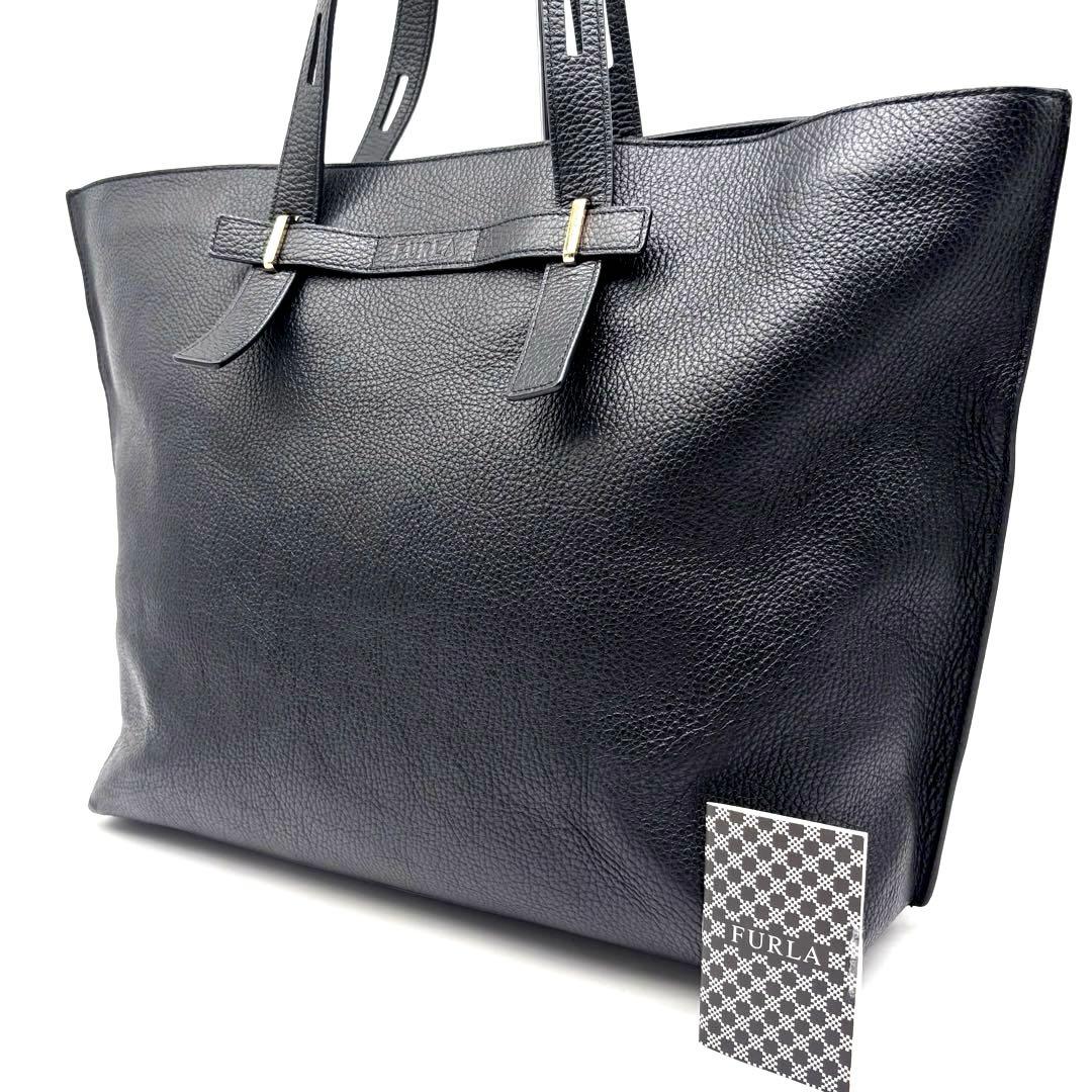 ✨美品✨フルラ　ジョーヴェ　トートバッグ　　A4可　2way　舟型　自立　黒