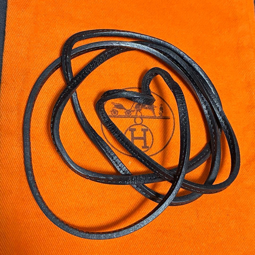 エルメス　ラニエール　ネックレス　レザー　ブラック