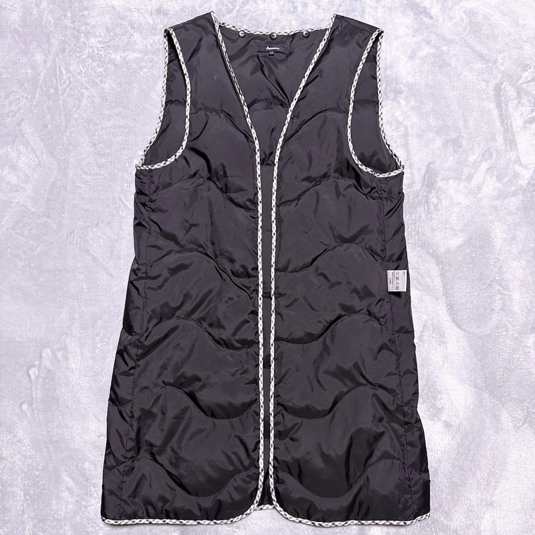 XL【未使用級】アクアスキュータム シルク100% ダウンライナー 裏地総柄 黒